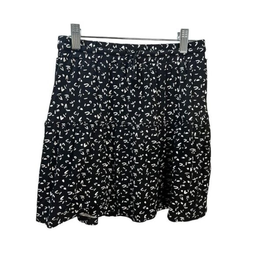 Rumi + Ryder‎ Black Printed Layer Mini Skirt Large
